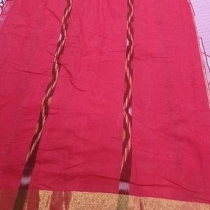 Cotton silk red saree
