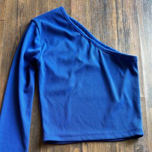 Blue One Shoulder Top