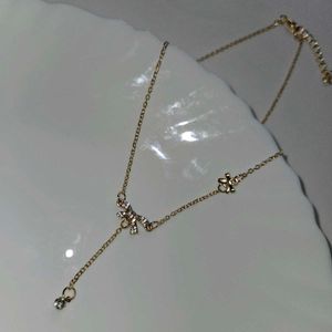 Unique Studded Korean Bow Necklace