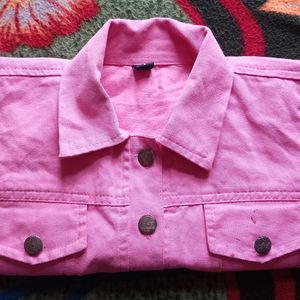 Pink Denim Jacket Top