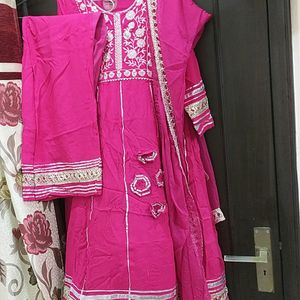 Rose Color Anarkali Set