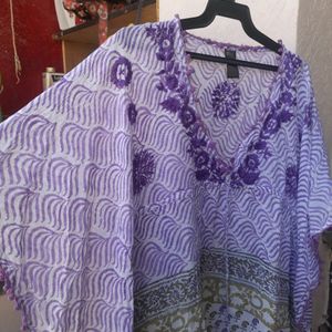 Chikankari And Printed Kaftan