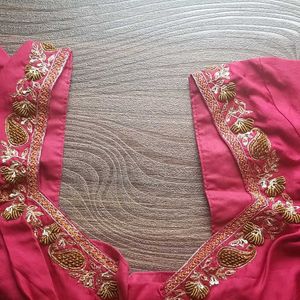 Embroidered Pure Silk Blouse