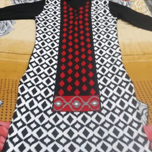 New Black White And Red Colour Ki Kurti