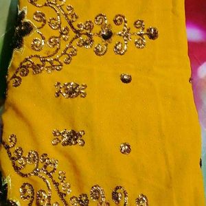 Beautiful Sequence Work Party Wear Saree, Blouse