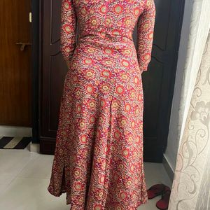 Custom stitched, A-line, art silk kurta