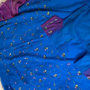 Blue Purple Party Wear Saree