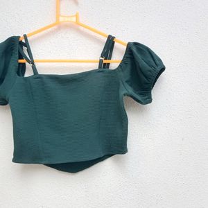 New Green Offshoulder Croptop