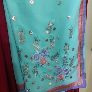 CYAN SEQUENCE SAREE