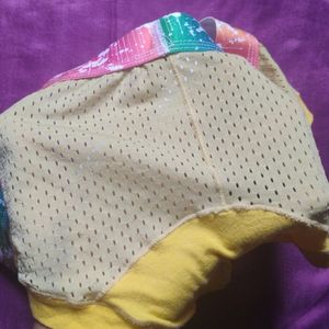 Netted Yellow Briefs With Multi Coloured Band