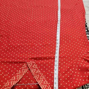 Missprint Red Hand Block Printed V-Necked Kurta