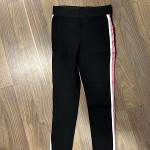 Zara Black Pants With Pink And White Stripes