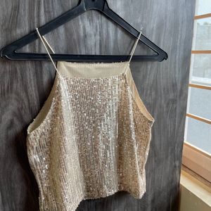 Gold Shinny Spaghetti Strap Top