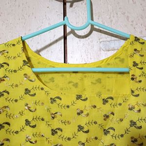 Yellow Chikankari Short Top