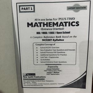 Plus Two Mathematics Textbooks Neet JEE