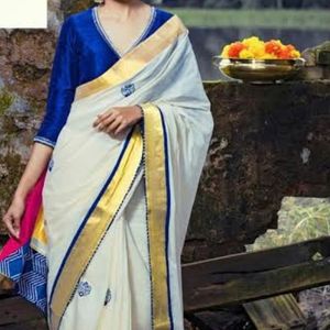 Kerala Kasav Saree Without Blouse