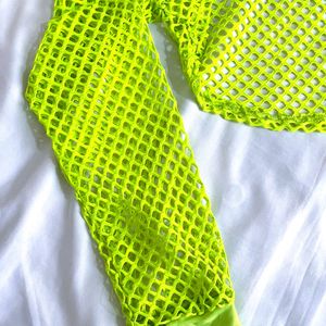 Pinterest Neon Crop Fisher Net Hoodie Top