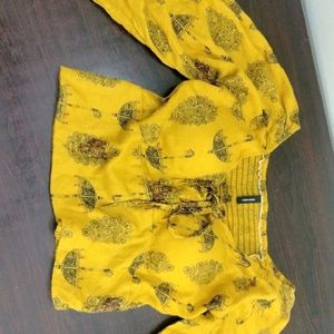 Yellow Printed Crop Top......