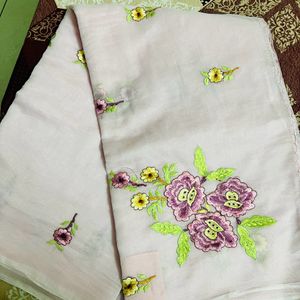 Handmade Embroidery Kota Doria Saree