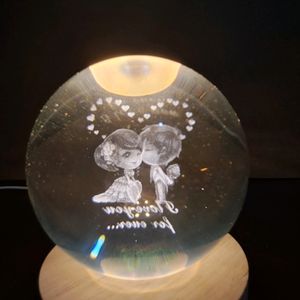 3D Crystal Ball Lamp For Couple USB Light