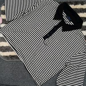 Black And White Strips Collar Top