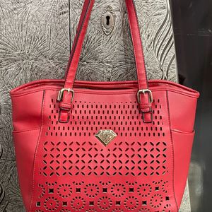 Red Handbag Laptop Office Bag