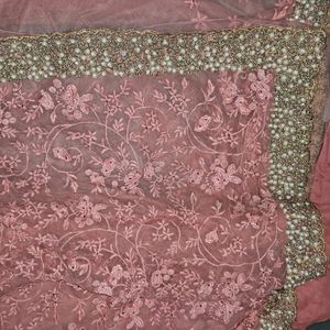 Net Saree With Beautiful Embroidery Design