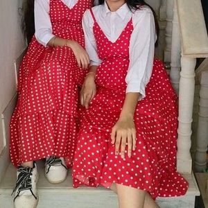 Beautiful Red Frock With White Shirt Inner