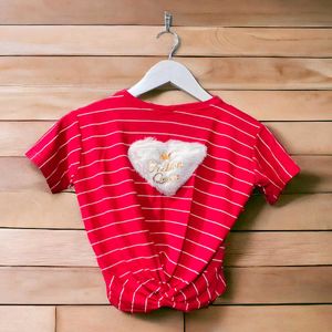 Heart Design Red Crop Top