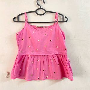 Pink Sleeveless Crop Top