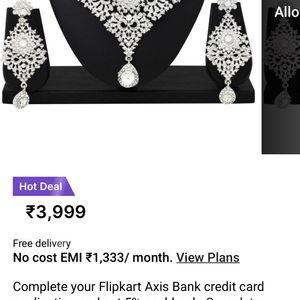 Atasi International Alloy Rhodium White Jewel Set