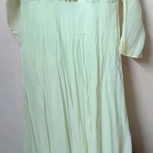 Cream Long Kurti With Embroidery