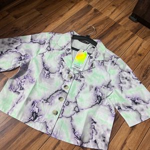 Dressberry Neo-Electro Print Boxy Crop Shirt