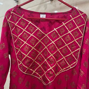 Pink Kurta With Long Skirt