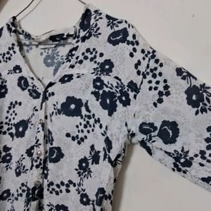 White And Blue Floral Shirt