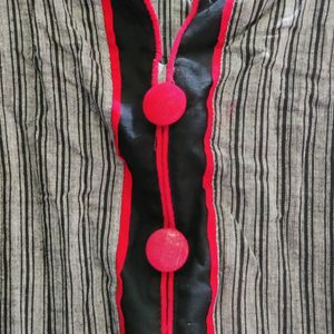 Grey Black And Red Kurta