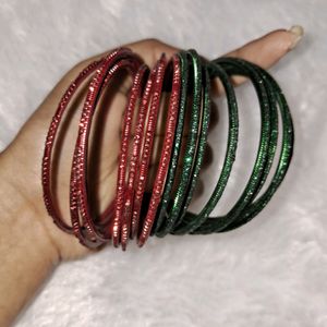 RED AND GREEN GLITTER BANGLES