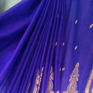 Purple With Gold New Saree