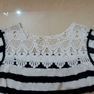 Black And White Hosiery Midi Skater Dress