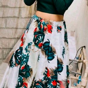 Flared Printed Skirt With Pleates