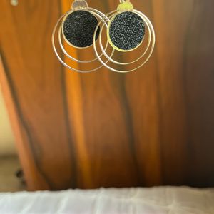 Black Silver Daily Wear Earrings