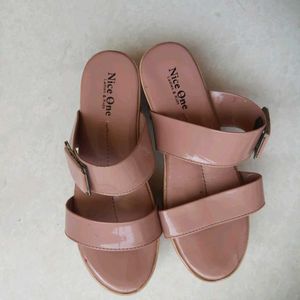 Glossy Nude Pink Heel Sandals