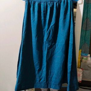 Blue Cotton Midi Skirt