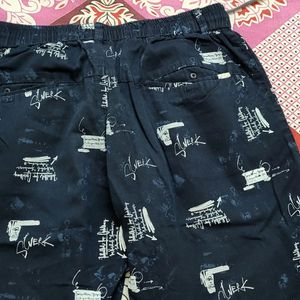 Beautiful Navy Blue Printed Mens Shorts