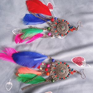 colourful feathers earrings