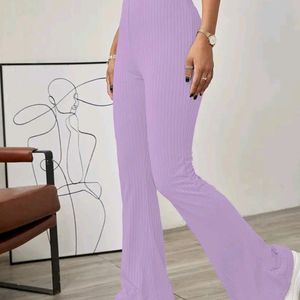 Women Polyester Blend Solid Trousers