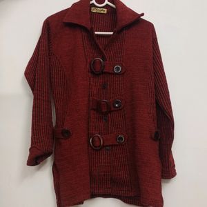 DEAL 🔥 Maroon V Neck Warm Sweater For Women