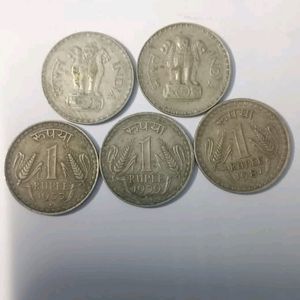 1 Rupee Old Coin In 5 Coi