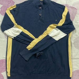 Men’s Navy Blue & Yellow Cotton Sweatshirt