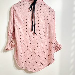 Baby Pink Shirt With Ribbon